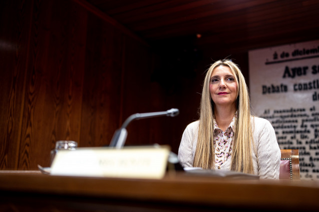 Claudia Montes, Miss Asturias +40 2017 vinculada al exministro José Luis Ábalos, en la comisión de investigación del Senado sobre el 'caso Koldo'.