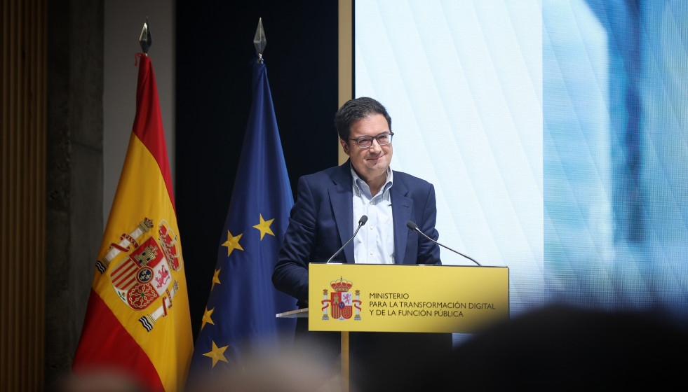 El ministro para la Transformación Digital y de la Función Pública, Óscar López, durante la presentación del informe 'El ecosistema de spin-offs deep tech en España 2025' de Mobile World Capita