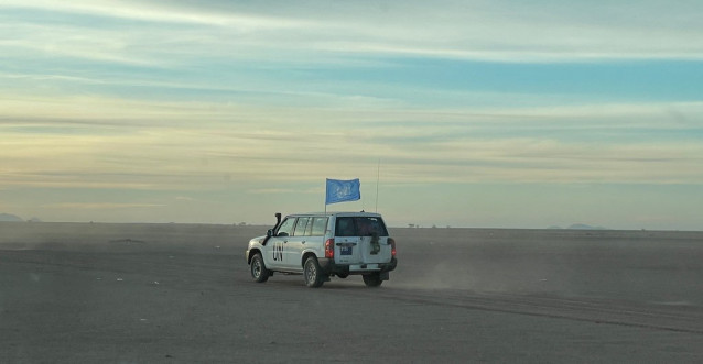 Vehículo de la Misión de Naciones Unidas para el Referéndum del Sáhara Occidental (MINURSO)