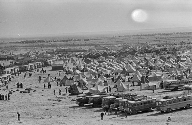 Concentración de marroquíes durante la Marcha Verde