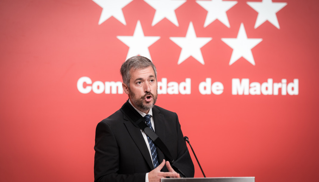 El consejero de Presidencia, Justicia y Administración Local, y portavoz del Gobierno autonómico, Miguel Ángel García Martín, durante una rueda de prensa tras la reunión del Consejo de Gobierno
