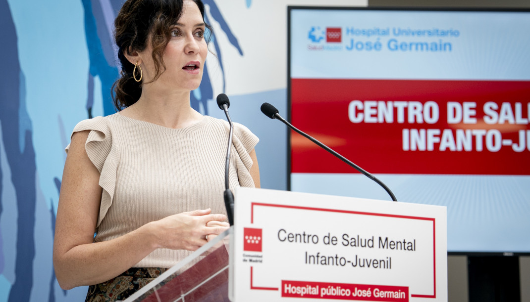 La  presidenta de la Comunidad de Madrid, Isabel Díaz Ayuso, visita el nuevo Centro de Salud Mental Infanto-Juvenil del Hospital público Universitario José Germai