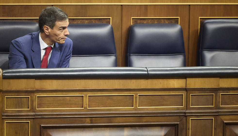 El presidente del Gobierno, Pedro Sánchez, durante una sesión plenaria en el Congreso