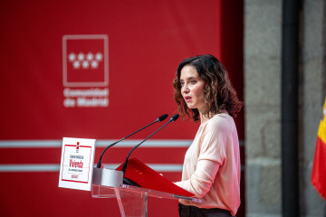 La presidenta de la Comunidad de Madrid, Isabel Díaz Ayuso, durante la presentación del Plan de Vivienda de la Comunidad de Madrid, en la Real Casa de Correos, a 5 de noviembre de 2025