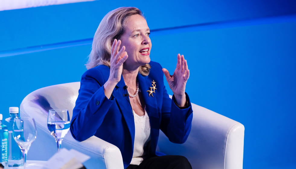 Archivo - La presidenta del Banco Europeo de Inversiones, Nadia Calviño.