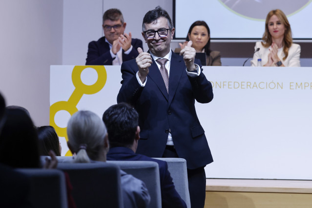 El presidente electo de la CEV, Vicente Lafuente, durante la asamblea electoral de la CEV, a 6 de noviembre de 2025, en Valencia (España).