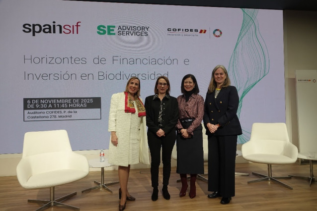 Raquel Espada (SE Advisory Services), María Jesús Rodríguez de Sancho (MITECO), Ángela Pérez (Cofides) y Patricia Gabeiras (Spainsi