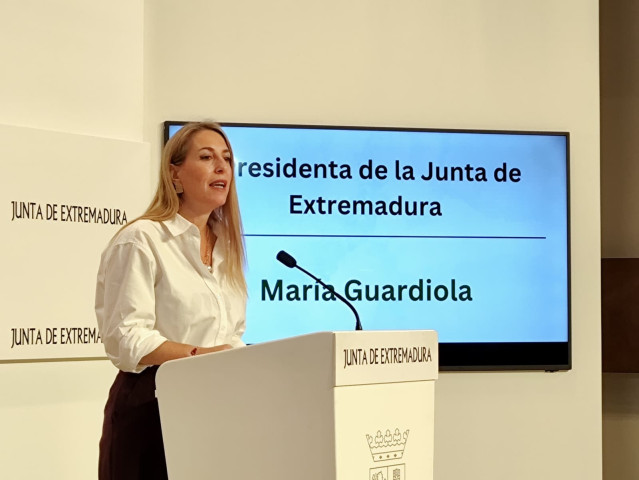 La presidenta de la Junta de Extremadura, María Guardiola, en una imagen de archivo