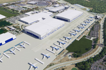 A rendering of Boeing’s Second 787 Final Assembly Building when complete (Credit: Boeing)