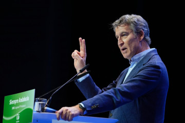 El presidente del PP, Alberto Núñez Feijóo, en la clausura del 17 Congreso del PP-A, en Sevilla.