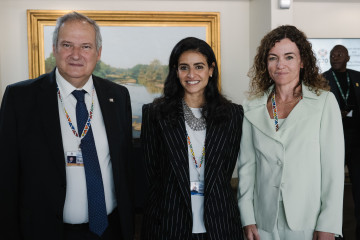 Archivo - Hereu celebra la proclamación de Al Nowais como nueva secretaria general de ONU Turismo y le ofrece 