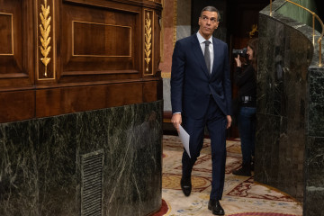 El presidente del Gobierno, Pedo Sánchez, en el hemiciclo del Congreso.
