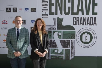 El diputado provincial de Fondos Europeos, Desarrollo, Industria y Empleo de la Diputación de Granada, Antonio Díaz, y la directora de Guía Repsol, María Ritter