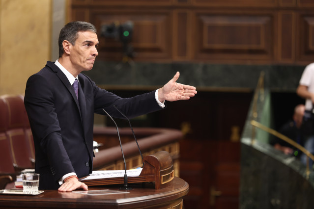 El presidente del Gobierno, Pedro Sánchez, en el Pleno