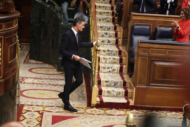 El presidente del Gobierno, Pedro Sánchez, durante una sesión de control al Gobierno, en el Congreso de los Diputados, a 12 de noviembre de 2025, en Madrid (España).