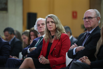 La presidenta de CEPYME, Ángela de Miguel, durante la presentación de la IX edición de CEPYME500, en el Palacio de la Bolsa de Madrid, a 12 de noviembre de 2025, en Madrid (España).