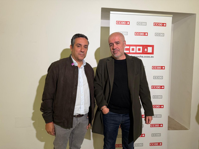 El secretario general de CCOO, Unai Sordo y el secretario regional, Javier Ortega.