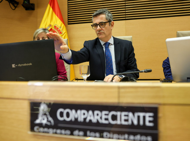 El ministro de la Presidencia, Justicia y Relaciones con las Cortes, Félix Bolaños, comparece ante la Comisión de Justicia, en el Congreso de los Diputados, a 14 de noviembre de 2025, en Madrid (España).