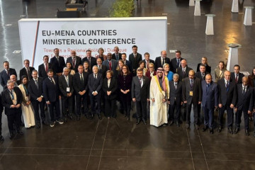 El ministro del Interior, Fernando Grande-Marlaska, en la reunión en Estoril EU-MENA entre la Unión Europea y los países de Oriente Medio y el Norte de África