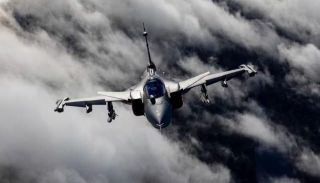 Archivo - Un caza Gripen de Saab