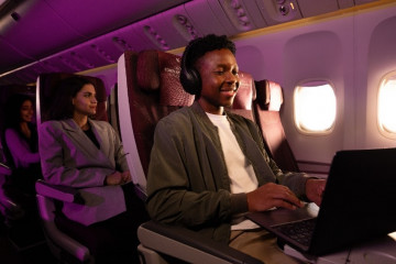 Conexión wifi en un avión de Qatar.