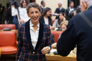 La  vicepresidenta segunda del Gobierno y ministra de Trabajo, Yolanda Díaz, a su llegada para comparecer ante la Comisión de Trabajo, Economía Social, Inclusión, Seguridad Social y Migraciones, a