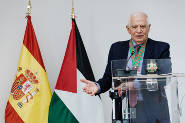 El ex ministro y alto representante de la UE para Asuntos Exteriores, Josep Borrell, durante el acto de entrega de la Gran Estrella de la Orden de Jerusalén por el embajador de Palestina en España, 