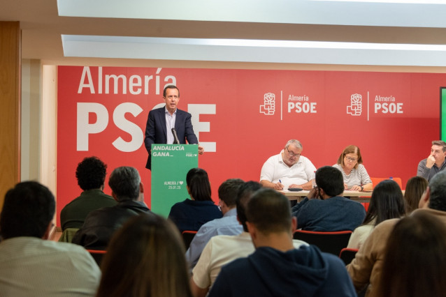 El secretario general del PSOE de Almería, José María Martín, durante la Comisión Ejecutiva Provincial.