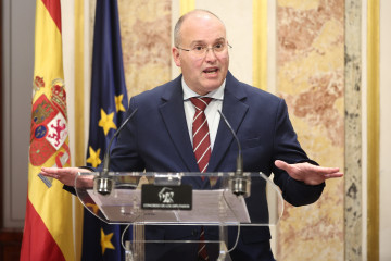 El secretario general del PP, Miguel Tellado, durante una rueda de prensa, en el Congreso de los Diputados, a 19 de noviembre de 2025, en Madrid (España).