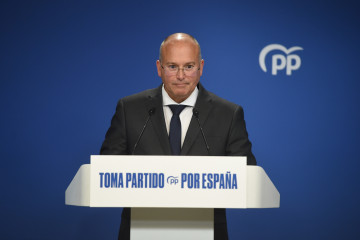 Archivo - El nuevo secretario general del PP, Miguel Tellado, durante una rueda de prensa posterior a la reunión del Comité de Dirección del PP, en la sede del partido, a 7 de julio de 2025, en Mad