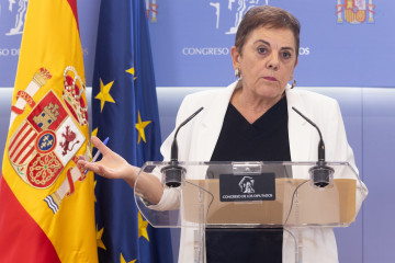 Archivo - La portavoz de EH Bildu en el Congreso, Mertxe Aizpurua, durante una rueda de prensa anterior a la Junta de Portavoces, en el Congreso de los Diputados.