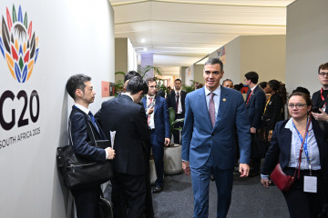 El presidente del Gobierno, Pedro Sánchez, asiste a la cumbre del G-20, a 22 de noviembre de 2025, en Johannesburgo (Sudáfrica). Unos cuarenta líderes, incluidos los del G20 (grupo de países desar