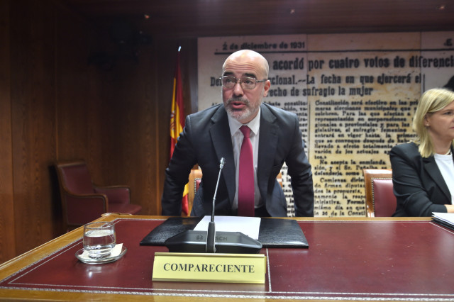 El delegado del Gobierno en la Comunidad de Madrid, Francisco Martín, comparece ante la Comisión de Investigación sobre el ‘caso Koldo’, en el Senado, a 24 de noviembre de 2025, en Madrid (España).