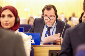 El ministro de Transportes, Óscar Puente, durante la 34ª Asamblea General de la Organización Marítima Internacional (OMI)