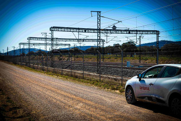 Trabajos de electrificación de catenaria de Lantania