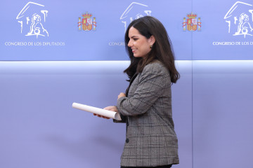 La portavoz de Vox en el Congreso, Pepa Millán, durante una rueda de prensa