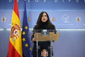 La portavoz del grupo parlamentario de Vox, Pepa Millán, durante una rueda de prensa en el Congreso de los Diputados, a 25 de noviembre de 2025, en Madrid (España).