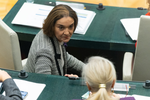 La portavoz del PSOE en el Ayuntamiento de Madrid, Reyes Maroto, durante un pleno ordinario del Ayuntamiento de Madrid, en el Palacio de Cibeles, a 25 de noviembre de 2025, en Madrid (España).