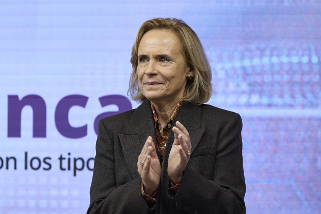 La consejera delegada de Bankinter, Gloria Ortiz, durante el VIII Foro Banca, a 25 de noviembre de 2025, en Madrid (España).