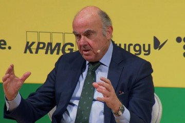 El vicepresidente del Banco Central Europeo, Luis de Guindos, en el XXIV Congreso de Directivos CEDE que se celebra en Zaragoza.