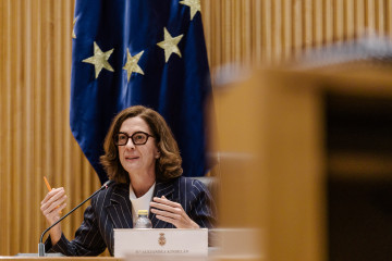 Archivo - La presidenta de la Asociación Española de Banca (AEB), Alejandra Kindelán, participa en una jornada parlamentaria organizada por el Grupo Sumar sobre el sector bancario, en el Congreso d