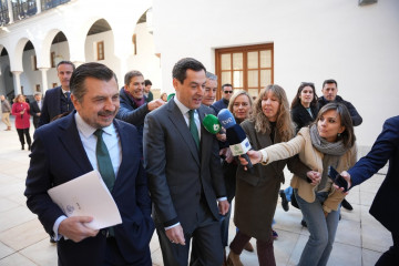 El presidente de la Junta de Andalucía, Juanma Moreno, este viernes en el Parlamento