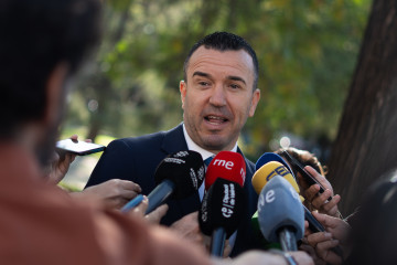 El presidente de la Diputació, Vicent Mompó, atiende a los periodistas