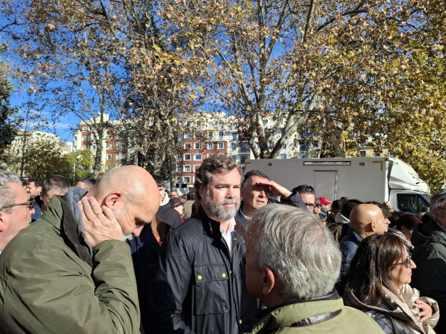 El exportavoz parlamentario de Vox en el Congreso Iván Espinosa de los Monteros en la protesta del PP en el Templo de Debod de Madrid contra la 