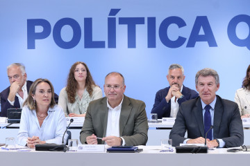 Archivo - La Vicesecretaria general de Regeneración Institucional del Partido Popular, cuca Gamarra, el secretario general del PP, Miguel Tellado, y  presidente del Partido Popular, Alberto Núñez F