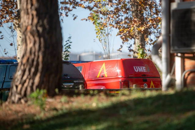 Un vehículo de la UME donde se han detectado focos de peste porcina en Barcelona