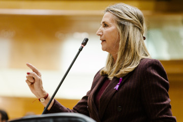 La portavoz del PP en el Senado, Alicia García, interviene durante una sesión plenaria en el Senado, a 25 de noviembre de 2025, en Madrid (España).