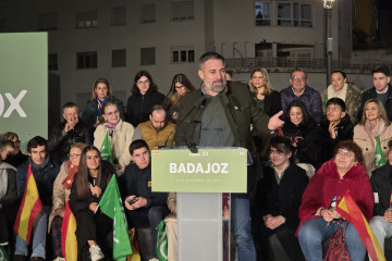 El presidente de Vox, Santiago Abascal, participa en un acto público en Badajoz