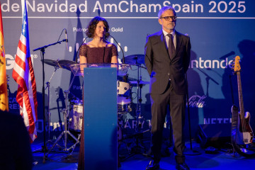 La embajadora en funciones de EEUU en España, Rian Harris, y el presidente de la AmChamSpain, Jaime Malet