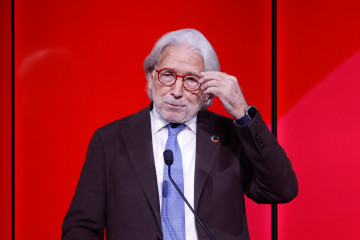 El presidente de Foment del Treball, Josep Sánchez Llibre intervienen en un acto de la patronal catalana, a 28 de noviembre de 2025, en Barcelona, Cataluña (España).